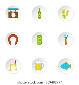 Alcohol icons set. Cartoon illustration of 9 alcohol vector icons for web