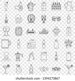 Alcohol icons set. Outline style of 36 alcohol vector icons for web for any design