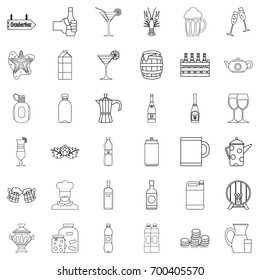 Alcohol icons set. Outline style of 36 alcohol vector icons for web isolated on white background