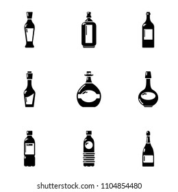 Alcohol icons set. Simple set of 9 alcohol vector icons for web isolated on white background