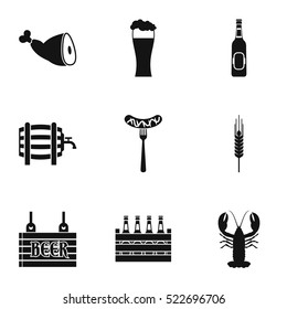Alcohol icons set. Simple illustration of 9 alcohol vector icons for web