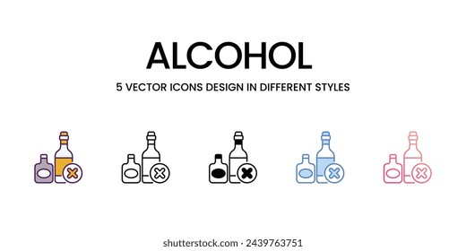 Conjunto de iconos de alcohol ilustración vectorial. vector stock,