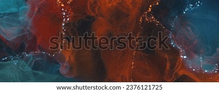 Alcohol Ink abstract creative grunge background. Closeup of the alcohol ink painting. Alcohol ink blue red abstract painting, modern contemporary art. Vector illustration.
