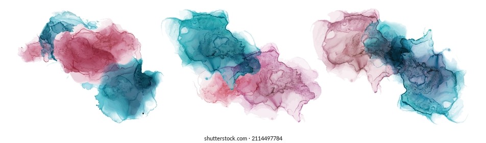 Alcohol ink abstract shape Blue and pink texture