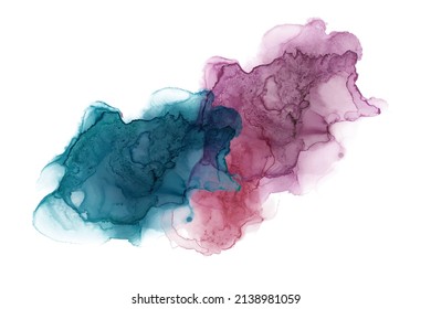 Alcohol ink abstract shape Blue and pink texture