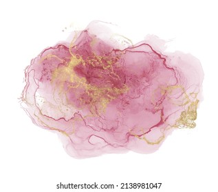 Alcohol ink abstract shape Gold and pink texture