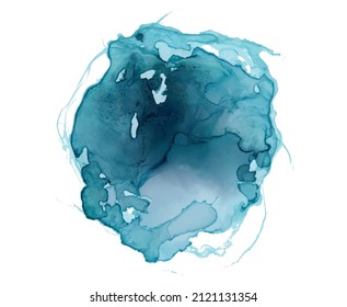 Forma abstracta de tinta de alcohol Textura azul dibujada por mano