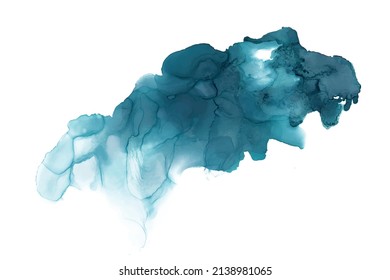 Forma abstracta de tinta de alcohol Textura azul dibujada por mano