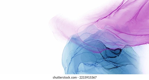 Alcohol Ink Abstract Texture design background white, blue and pink color