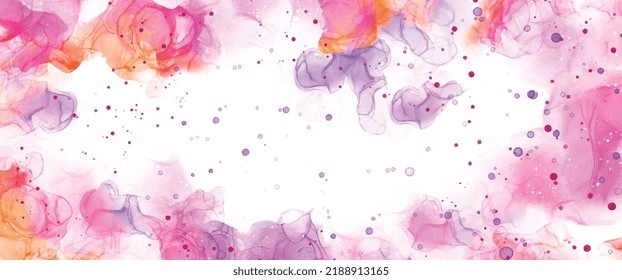 Alcohol Ink Background. Abstract Background. Pink Purple Orange Background. Watercolor Background.