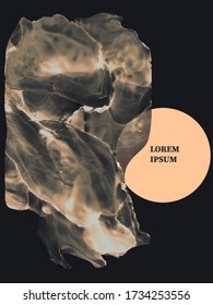 Alcohol ink cover design. Vector illustration. Fluid artistic background.  Liquid painting cover template. Modern artistic poster. Abstract cover template in dark colors. Black, white ethereal banner.