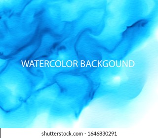 Alcohol ink liquid vector paper texture art background, card, wallpaper. Abstract blue cold colour smudges drawing watercolor graphic design, oil canvas, grunge cover