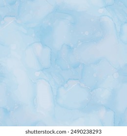 Alcohol Ink Marble. Blue Art Paint. Foil Marble Watercolor. Water Pastel Background. Vector Ink Canvas. Ocean Bronze Texture. Gold Seamless Background. Vector Abstract Sea Template. Pastel Watercolor