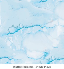 Alcohol Ink Marble. Watercolor Canvas. Water Elegant Background. Gold Marble Background. Vector Seamless Art Painting. Pink Sea Paint. Blue Abstract Watercolor. Water Copper Repeat. Luxury Vector Ink