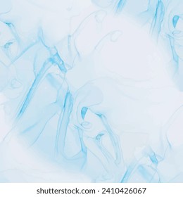 Alcohol Ink Marble. Watercolor Marble. Foil Gradient Watercolor. Blue Marble Background. Fluid Pastel Background. Vector Seamless Art Template. Gold Ink Paint. Water Golden Glitter. Liquid Vector Ink