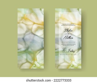 Alcohol Ink Natural Marble Stone Wedding Menu Card Template