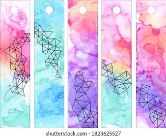 Alcohol Ink Printable Bookmark Abstract Design Stock Vector (royalty 