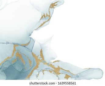 Alcohol ink texture. Abstract blue hand painted background. Fluid art painting design. Trendy wallpaper.
