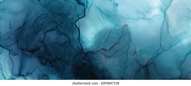 Textura de tinta de alcohol. Resumen de fondo azul pintado a mano.