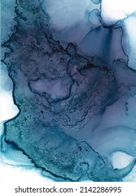 Alcohol ink texture. Abstract hand painted blue background.