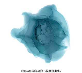 Alcohol ink texture. Fluid blue abstract background