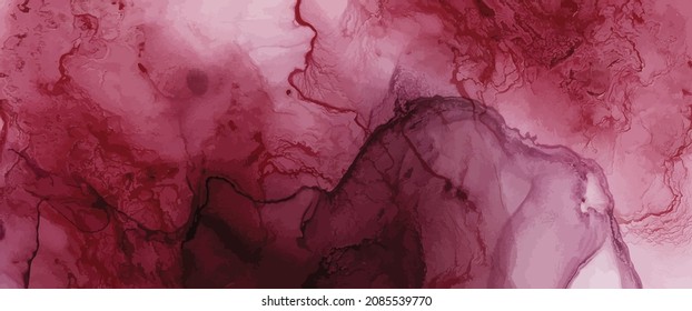 Alcohol ink texture. Fluid bordo abstract background