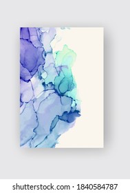 Alcohol ink vector texture banner. Fluid ink abstract background. Art element illustration for your design.
