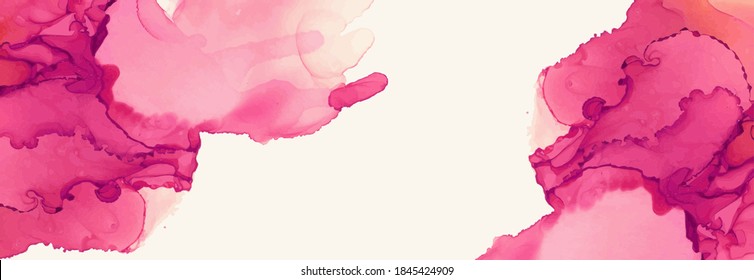 Alcohol Ink Vector Texture Banner. Fluid Ink Abstract Background. Art Element Illustration For Your Design.