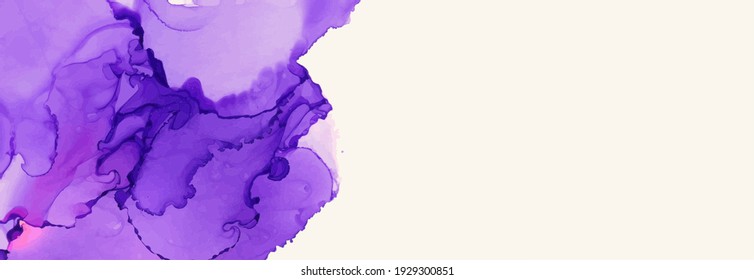 Alcohol ink vector texture banner. Fluid ink abstract background. Art element illustration for your design.