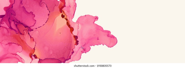 Alcohol ink vector texture banner. Fluid ink abstract background. Art element illustration for your design.