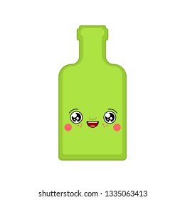 Alcohol kawaii Cute cartoon. Funny Bottle. Sweet Drink vector illustration
