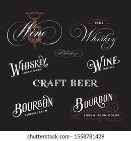 Alcohol Lettering. Hand Lettered Logos For Wine, Whiskey, Bourbon And Craft Beer