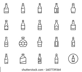 Alcohol line icon set. Collection of vector symbol in trendy flat style on white background. Alcohol sings for design.