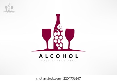 alcohol logo glasses and bottle