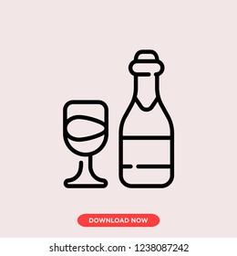 Alcohol modern vector style. Wine glass cup icon for web and app. Wine vodka glass icon concept.