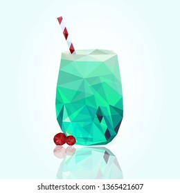 Alcohol, non alcohol drinks and cocktails icon set in flat design style. Tropical cocktail. Low poly style.