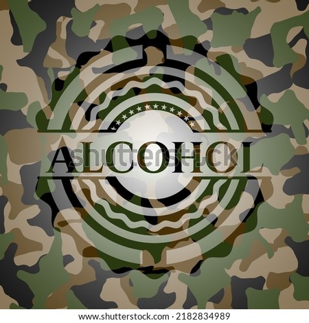 Alcohol on camo pattern. Vector Illustration. Detailed. 