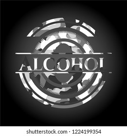 Alcohol on grey camouflaged texture