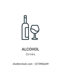 Alcohol outline vector icon. Thin line black alcohol icon, flat vector simple element illustration from editable drinks concept isolated on white background