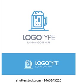 Alcohol party, Beer, Celebrate, Drink, Jar Blue Outline Logo Place for Tagline. Vector Icon Template background