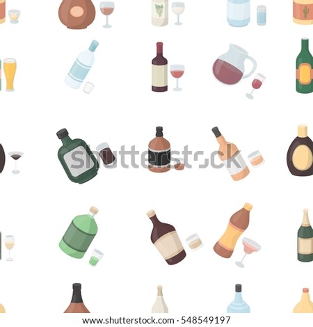 Alcohol pattern icons in cartoon style. Big collection of alcohol vector illustration symbol.