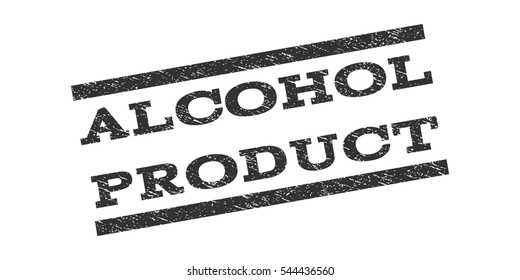 Alcohol Product watermark stamp. Text tag between parallel lines with grunge design style. Rubber seal stamp with scratched texture. Vector gray color ink imprint on a white background.