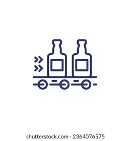 Alcohol production line icon, vector