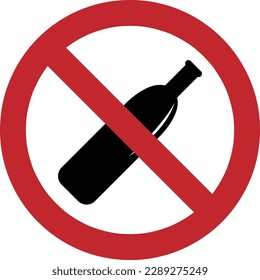 alcohol prohibition sign crossed out bottle. isolated stock vector illustration.eps
