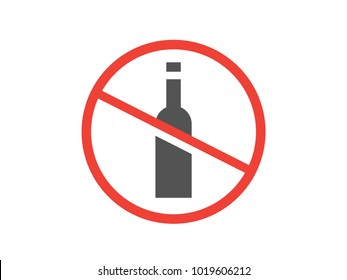 Alcohol Prohibition Sign. No Alcohol Vector Icon