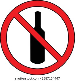  alcohol prohibition sign vector icon