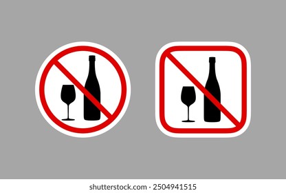 Alcohol prohibition signs. No Alcohol Icon