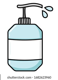Alcohol pump bottle with droplet splash. Sanitizer bottle.