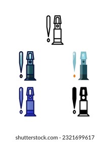 Alcohol Refractometer. Home brewer Equipment and raw material icons. vector