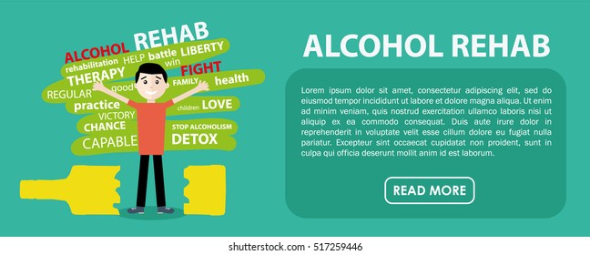 Alcohol rehab. Banner. Vector flat design